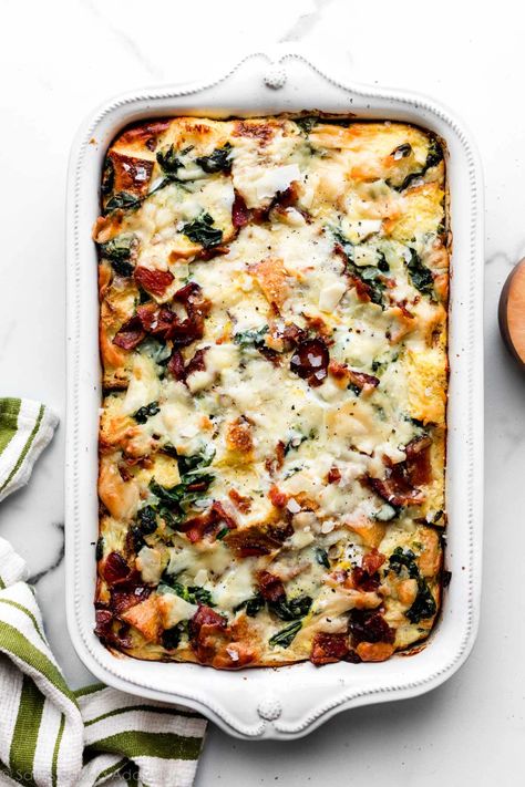 Strata Recipes Breakfast, Strata Recipes, Breakfast Strata, Bacon Breakfast, What's For Breakfast, Breakfast Recipes Casserole, Make Ahead Breakfast, Breakfast Bake, Savory Breakfast