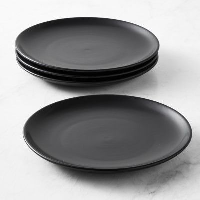 Open Kitchen Matte Dinnerware Collection + Place Setting | Williams Sonoma Black Dinner Plates, Parisian Dining, Modern Flatware, 1st Apartment, Everyday Dishes, Slow Cookers, Black Plates, Dinner Plate Sets, Kitchen Collection