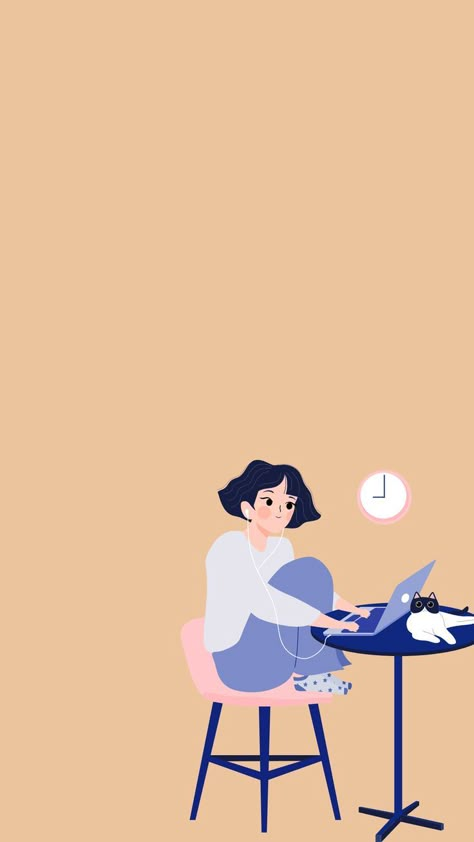 #Wallpaper #Aesthetic #Simple #Pastel #Human #Girl #Study #Laptop #Cat #Canva Studying Girl Illustration Wallpaper, Study Laptop, Studying Girl, Business Card Icons, خريطة ذهنية, Best Camera For Photography, Aesthetic Profile Picture Cartoon Soft, Cloud Stickers, Illustration Wallpaper