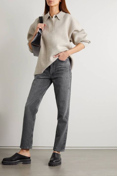 Gray Jeans Outfit Fall, Grey Jeans Outfit, Straight Jeans Outfit, Denim Jeans Outfit, Straight Leg Jeans Outfits, Dark Grey Jeans, 2015 Outfits, Designer Jeans For Women, Jeans Outfit Fall