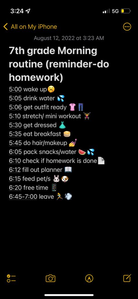 Grwm Routine List, 5 Am Morning Routine Workout, 30 Minute Morning Routine, 5am To 7am Morning Routine, Morning Routine 5 Am To 7 Am, 5th Grade Morning Routine, Afternoon Study Schedule, 7th Grade Morning Routine, Breakfast Before School