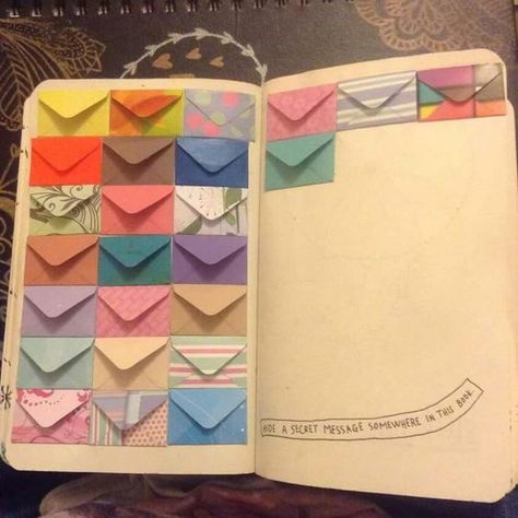 Wreck this journal, hide a secret message somewhere in yhis book, envelope page....♥️ Scarp Book Cover Ideas, Tarjetas Aesthetic, Diario Aesthetic, Notesbog Design, Diy Junk Journal, Projek Diy, Penanda Buku, Diy Buch, Album Journal