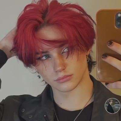 Mens Red Hair Dyed, Red Hair Men Aesthetic, Red Dyed Hair Men, Guys With Red Hair Dyed, Red Hair Boy Aesthetic, Red Hair Men Dyed, Guy With Red Hair, Men Dyed Hair, Boy With Pink Hair