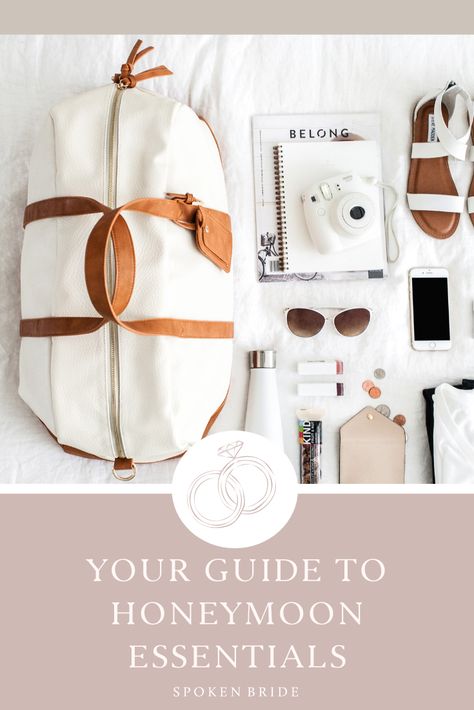 Honeymoon Essentials Packing Lists, Tropical Honeymoon Packing List, Honeymoon Plane Outfit, Honeymoon Checklist Packing, What To Pack For Honeymoon, Beach Honeymoon Packing List, Honeymoon Travel Essentials, Fall Honeymoon Outfits, Honeymoon Packing List For Her