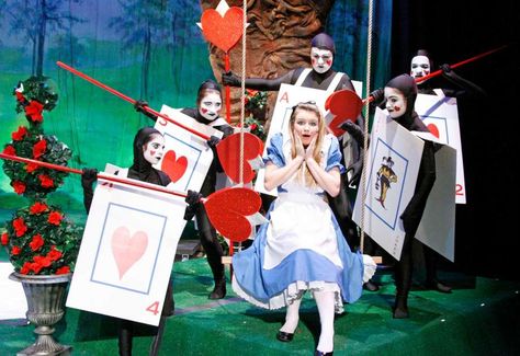 Alice In Wonderland Musical, Alice In Wonderland Play, Alice In Wonderland Props, Card Costume, Props Ideas, Alice Costume, Broadway Costumes, Winter Play, Theatre Photography