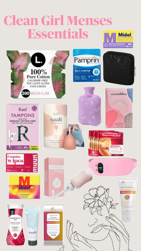 Here is some top rated “clean girl” menstrual cycle products guaranteed to keep you fresh, and pain-free during that time of the month! #period #essentials #clean #cleangirl #thatgirl #menses #cycle #mom #woman #girl Period Essentials, Period Hacks, Time Of The Month, Period Pain, Essential Bag, Clean Girl, Pain Free, Shopping Hacks, Smell Good