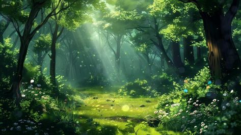 Animated Forest Background, Anime Backdrop, Aesthetic Backgrounds Horizontal, Animated Forest, Dappled Sunlight, Forest Background, Morning Mist, Anime Backgrounds, Mystical Forest