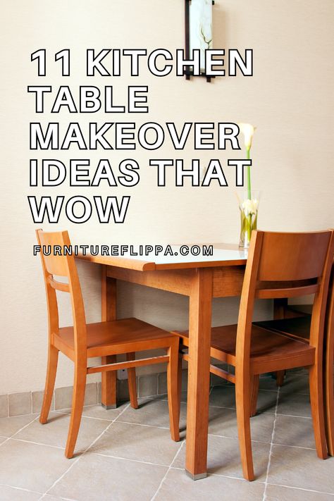 Discover the magic of DIY with these 11 refinished kitchen table ideas! Each project shows how a little paint, stain, or creativity can completely transform your space. Perfect for anyone looking to refresh their kitchen with style! Small Kitchen Table Makeover, Furniture Makeover Kitchen Table, Dining Room Table Refinish, Kitchen Table Refinishing Ideas Diy, Table Redo Ideas Diy, Table Top Refinishing Ideas, Kitchen Table Flip, Upcycle Kitchen Table, Painting Kitchen Tables And Chairs