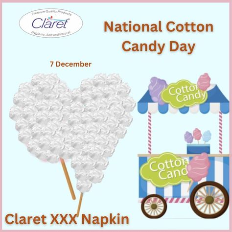 You can actually relive your childhood because today is National Cotton Candy Day, the day which celebrates the love for cotton candies we all had as children. National Cotton Candy Day #NationalCottonCandyDay #NAPKINCHALLENGE #tissue #children #Sweet #December2022 Natural Candy, Cotton Candy, Napkins, The Day, Candy, Candy Floss