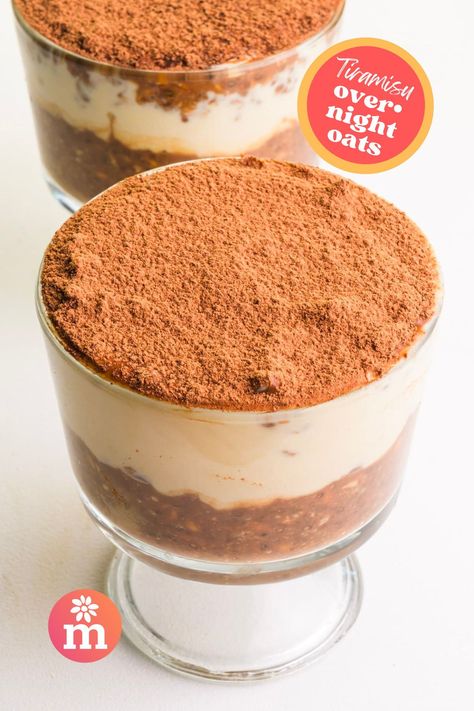 Coffee break, breakfast edition! Layer creamy oats with cocoa, espresso, and mascarpone for a tiramisu treat that's ready when you are. Spoonfuls of pure heaven, no baking required. Tiramisu Overnight Oats, Blueberry Overnight Oats, Layered Desserts, Oats Recipe, Vegan Yogurt, Best Cake Recipes, Dairy Free Dessert, Cooked Breakfast, Overnight Oats Recipe