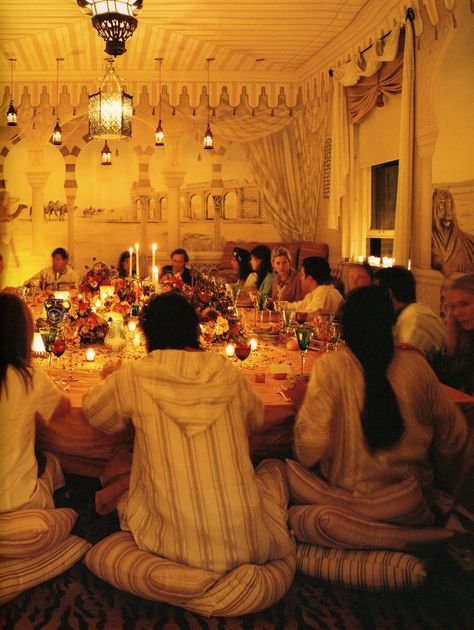 come to my house and eat my food on the ground and be in morocco Moroccan Dinner Party, Morrocan Aesthetic, Moroccan Dinner, Park Avenue Apartment, Morocco Desert, Morocco Aesthetic, Moroccan Aesthetic, Mark D Sikes, Arab Culture