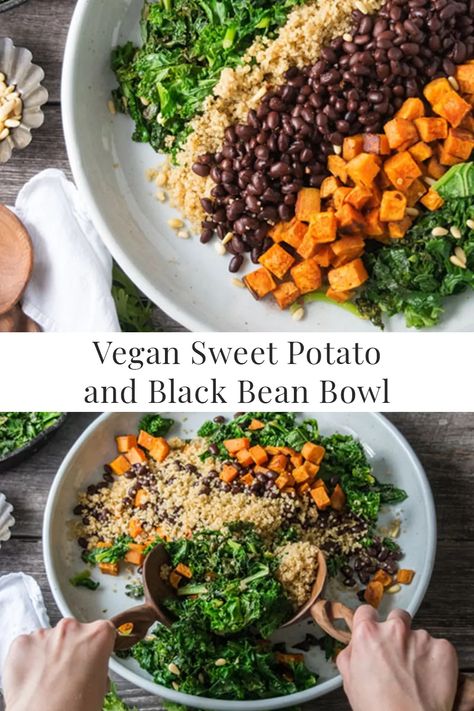 Black Bean Bowl, Bean Bowl, Sweet Potato And Black Bean, Camping Meal Planning, Quinoa Sweet Potato, Night Recipes, Vegan Beans, Vegan Sweet Potato, Macro Meals