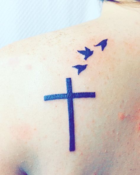 #tattoo #crosstattoo #birds #faith Cross With Birds Tattoo, Cross Tattoo On Wrist, Small Tattoo Placement, Cross Tattoos For Women, Small Tattoos With Meaning, Warrior Tattoos, Friendship Tattoos, Small Wrist Tattoos, Small Tattoos For Guys