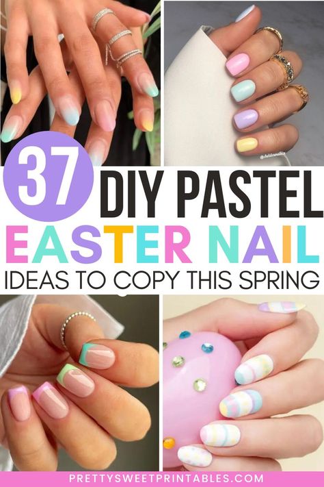 easter nail ideas Simple Easter Nails Short, Easter Nail Color Ideas, Easter Nails Pastel, Easter Nails Acrylic Square, Easter Colored Nails, Easter Nails Ombre, Spring And Easter Nails, Gel Nail Spring Designs, Easter Nail Designs Square