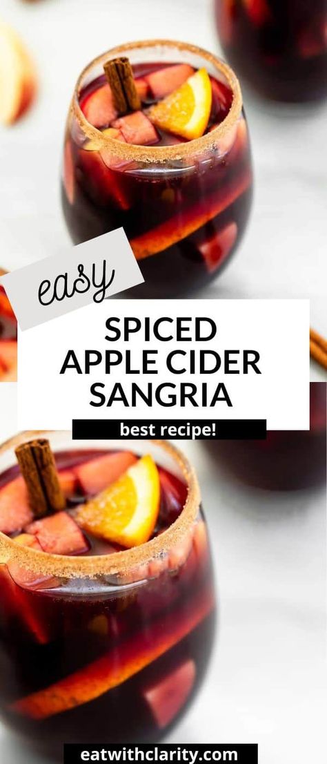 Cinnamon Apple Cider Sangria Candy Apple Sangria, Apple Sangria Recipes Fall Drinks, Fall Pitcher Drinks, Cinnamon Sangria, Easy Sangria, Thanksgiving Sangria, Fall Sangria Recipes, Gluten Free Fall Recipes, Red Sangria Recipes