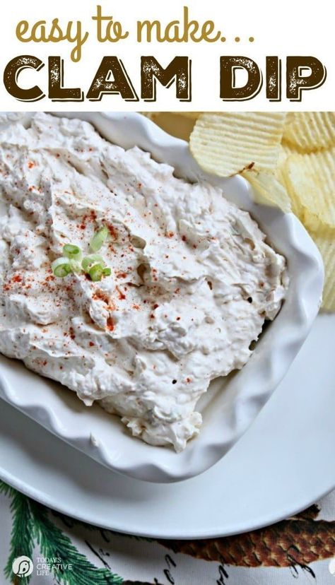 Clam Dip Recipe | How to make Clam Dip with Sour Cream and Cream Cheese | Homemade clam dip | Best Clam Dip for chips and veggies | Party Food Appetizer ideas | See more on TodaysCreativeLife.com Chopped Clams Canned, Canned Chopped Clams Recipes, Baby Clams Recipes Canned, Clam Dip With Sour Cream, Clam Dip With Cream Cheese, Smoked Clams, Clam Dip Recipe, Cream Cheese Homemade, Clam Dip