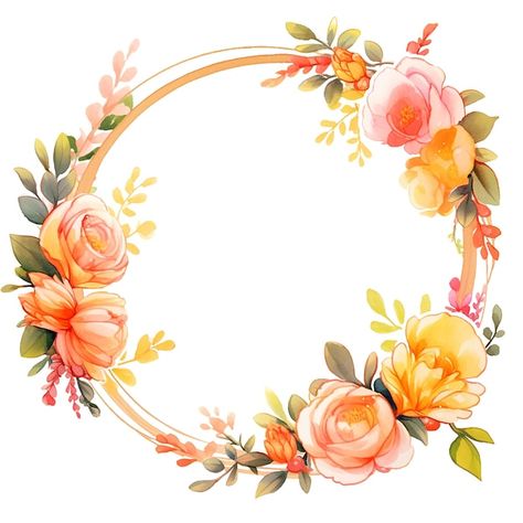 Circle Flower Frame, Circle Floral Frame, Circle Borders, Floral Circle, Classroom Birthday, Wreath Garland, Circle Frame, Flower Circle, Baby Shower Stickers