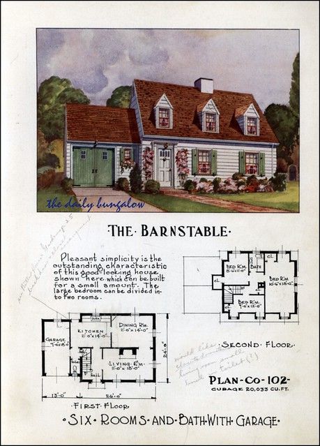 1952 Premier Small Homes | Daily Bungalow | Flickr 1950s House Layout, 1950s House Exterior, House Plans Colonial, Small Dream Homes, Vintage Floor Plans, Cape Cod House Plans, 1950s House, Sims 4 House Plans, Ranch House Plan