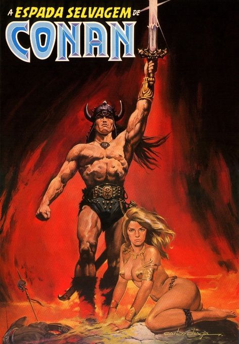 Pôster contido na revista A Espada Selvagem de Conan n° 026.  Arte de Carlos Chagas. Ben Davidson, Sandahl Bergman, Conan The Barbarian Comic, Conan O Barbaro, Gerry Lopez, Ed Roth Art, James Earl Jones, Bleach Drawing, Max Von Sydow