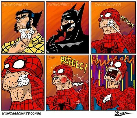 . Spider Jokes, Batman Meme, Funny Comic Strips, Pahlawan Super, Bd Comics, Superhero Comics, Memes Xd, Dc Comic, Marvel Vs