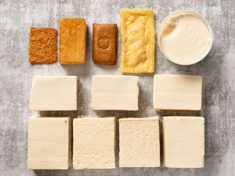 High in protein, low in cost, and easy to work with, tofu has endeared itself to eaters across the globe. But with the dizzying array of tofu types out there, it's worth learning your soft silkens from your medium blocks. Here's a guide to identifying, shopping for, and preparing just about every kind of tofu you'll find in stores. Silken Tofu Recipes, Dried Tofu, Calcium Rich Foods, Marinated Tofu, Silken Tofu, Crispy Tofu, Extra Firm Tofu, Fried Tofu, Cooking Guide