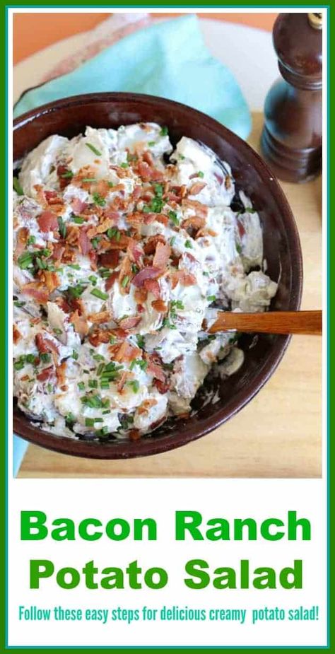 Loaded Ranch Potato Salad, Ranch Potato Salad Recipe, Ranch Potatoe Salad Recipe, Potato Salad With Ranch, White Potato Salad, Potato Salad Loaded, Ranch Dressing Potato Salad, Sour Cream Potato Salad, Easy Potato Salad Recipe