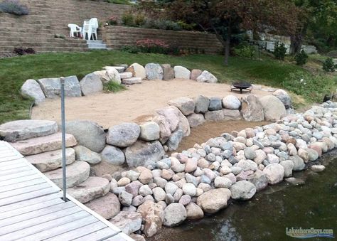 Lake Lot Landscaping Ideas, Lakefront Landscaping Ideas, Shoreline Ideas, Lakefront Landscaping, Amazing Landscaping Ideas, Lake Landscaping, Lake Dock, Lakefront Living, Lakeside Living