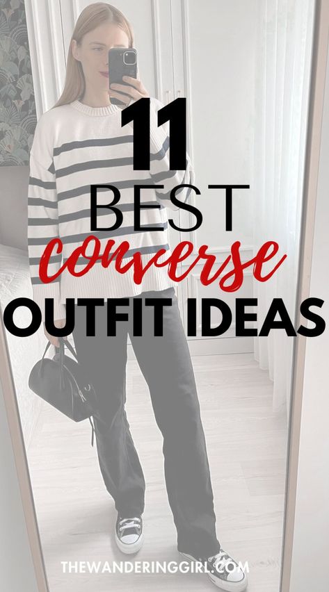 13 Cool Outfits With Converse That You Can Wear Everyday - The Wandering Girl Business Casual With Converse Shoes, What To Wear With Converse, Outfits To Wear With Converse, Cute Outfits With Converse, Outfits Platform Converse, Low Top Converse Outfit, Brown Converse Outfit, Blue Converse Outfit, Black High Top Converse Outfits