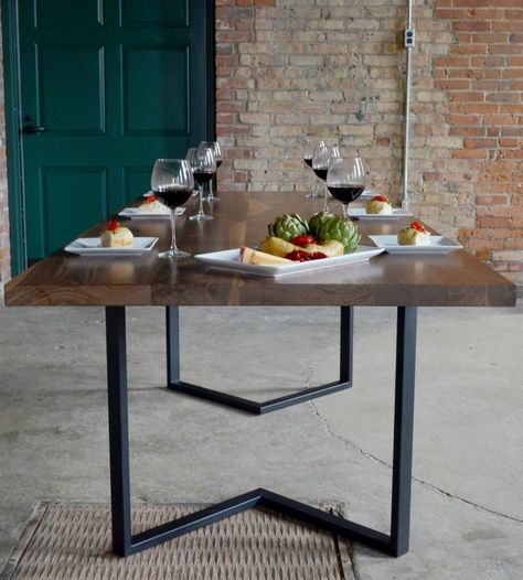 Modern dining table by Chad Yordy Industrial Style Table, Walnut Table Top, Hardwood Table, Steel Dining Table, Steel Table Legs, Metal Table Legs, Walnut Dining Table, Table Metal, Walnut Table