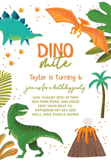 Dino Party Invitation Free Printables, Free Dinosaur Invitations Template, Dinosaur Party Invitations Template, Dinosaur Invitation Template Free Printable, Dinasour Birthday Invitation Card, Boy Invitations Birthday, Birthday Invitation Card Kids Boys, Dinosaur Birthday Party Invitations Free, Kids Invitations Birthday