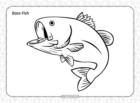 Free Printable Bass Fish Coloring Page Bass Fishing Girl, Bass Fishing Pictures, Fish Outline, River Fish, Fish Coloring, Fish Coloring Page, Bass Fish, Fishing Pictures, Fish Wallpaper