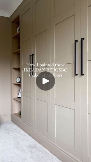 111K views · 2.6K reactions | How I painted our @ikeauk BERGSBO shaker style doors  All details in the reel but please feel free to ask any questions  Primer @zinsseruk BIN primer Paint @lick beige 02 Soho Farmhouse Sealer @makeitrustoleum clear furniture lacquer   #ikea #ikeahack #ikeadiyhack #ikeadiy #diywardrobe #wardrobes #furniturepainting | Kerry Kellett | Giulio Cercato · Our Time (feat. Danelle Sandoval) Shaker Style Wardrobe, Bergsbo Ikea, Ikea Pax Bergsbo, Bergsbo Wardrobe, Bin Primer, Shaker Wardrobe Doors, Farmhouse Wardrobe, Clear Furniture, Primer Paint