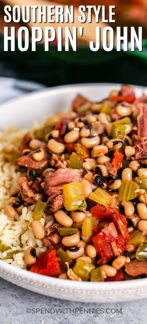 Hopping John, Blackeyed Pea Recipes, Hoppin John Recipe, Southern Thanksgiving Recipes, Black Eye Peas, Black Eyed Peas Recipe, Recipes Soul Food, Hoppin John, Thanksgiving Appetizer Recipes