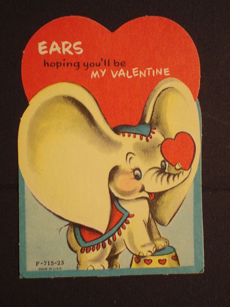 vv 23 by inmyjammiesintx, via Flickr Elephant Valentine, Vintage Valentines Decorations, Circus Elephant, Old Cards, Vintage Valentine Cards, Valentine Greeting Cards, Vintage Valentine, My Funny Valentine, Valentine Card