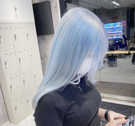 Light Blue Hair Aesthetic, Light Blue Hair Color, Pale Blue Hair, Ice Blue Hair, White Blue Hair, Icy Blue Hair, White And Blue Hair, Silver Blue Hair, Sky Blue Hair