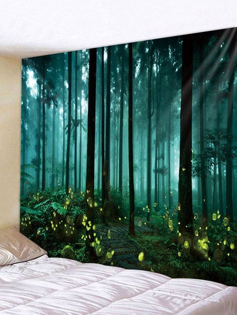 Firefly Painting, Dragon Lair, Dreaming Art, Bar Deco, Cheap Wall Tapestries, Forest Mural, Themed Rooms, Forest Tapestry, Forest Print