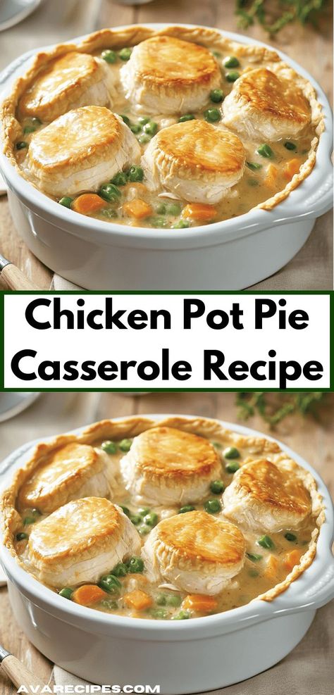 Craving a hearty dinner that’s easy to prepare? Our Chicken Pot Pie Casserole is a delightful blend of savory flavors and creamy goodness, making it an ideal choice for family dinner ideas any night of the week. Delicious Chicken Pot Pie, Creamy Chicken Pot Pie, Chicken Pot Pie Filling, Pot Pie Casserole, Chicken Pot Pie Casserole, Yummy Casserole Recipes, Chicken Pot Pie Recipe, Pot Pie Filling, Vegetable Pie