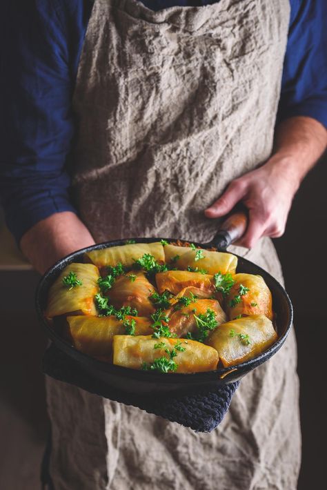 Sarma Recipe, Vegan Cabbage Rolls, Vegan Cabbage, Pickled Cabbage, Fermented Cabbage, Cooked Cabbage, Cabbage Rolls, Herb Butter, Inspired Recipes