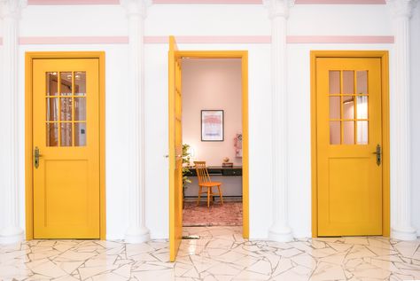 Wes Anderson Paint Colors, Wes Anderson Home Aesthetic, Wes Anderson Home Decor, Wes Anderson Nursery, Wes Anderson Living Room, Wes Anderson Interior Design, Wes Anderson House, Anderson Doors, Anderson Aesthetic