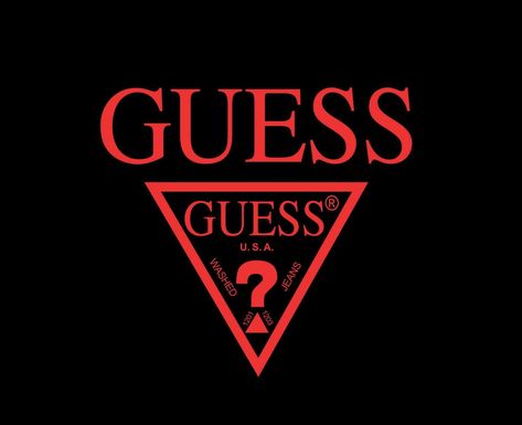 Guess Logo Brand Symbol Red Design Clothes Fashion Vector Illustration With Black Background Guess Wallpaper, Guess Logo Design, Guess The Logo, Boudin Balls, 70s Glam Rock, 70s Glam, Fashion Vector, Fashion Logo Branding, Brand Symbols