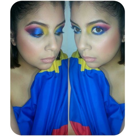 Colombian flag inspired makeup ♡ Colombian Makeup Look, Colombian Flag, Makeup Inspiration, Makeup Looks, Nose Ring, Makeup, Beauty, How To Wear