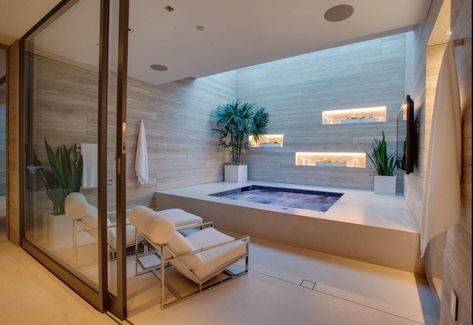 Beach Terrace, Jacuzzi Room, Home Spa Room, Indoor Jacuzzi, Piscina Interior, Casa Country, Hollywood Homes, Jacuzzi Tub, Spa Room