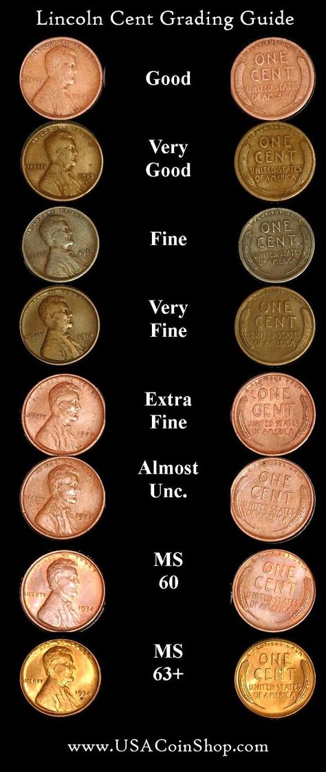 This is my coin grading scale. I wanted to share it forever. And, now I’m sharing this on Pinterest! Penny Value Chart, Rare Pennies, Valuable Pennies, Penny Values, Wheat Pennies, New Money, Money Collection, Old Coins Worth Money, Rare Coins Worth Money