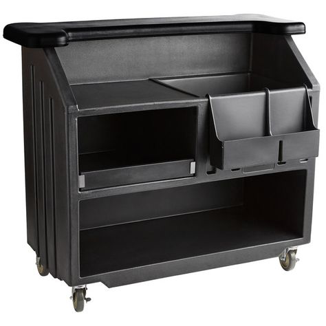 Cambro BAR540DS670 Coal and Black Designer Series Cambar 54" Portable Bar with 5-Bottle Speed Rail Cocktail Station Bar, Portable Bar Ideas, Cocktail Bar Design, Mobile Bar Cart, Gerobak Dorong, Mobile Cocktail Bar, Cocktail Station, Bar Stand, Travel Bar