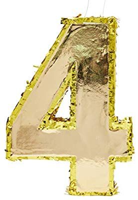 Amazon.com: Juvale Small Number 4 Gold Foil Pinata, Fourth Birthday Party Supplies, 15.5 x 11 x 3 Inches: Gateway Fourth Birthday, Anniversary Celebration, 4th Birthday Parties, Birthday Party Supplies, Gold Foil, 4th Birthday, Birthday Party Decorations, Foil, Party Decorations