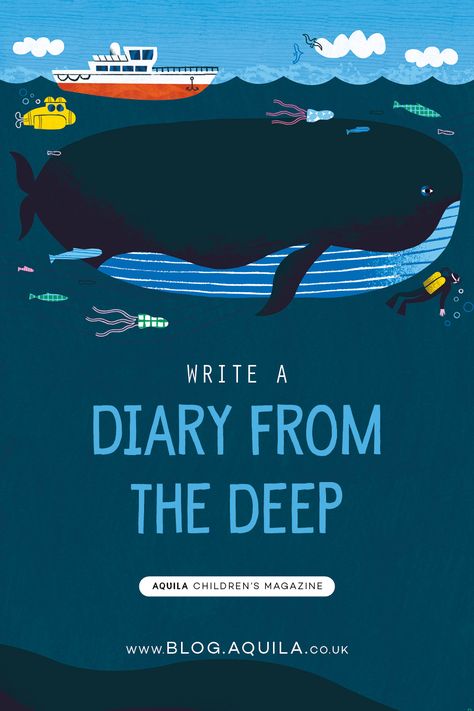 WRITE A DIARY FROM THE DEEP In AQUILA’s Undersea Explorer issue we found out all about the fascinating life of undersea explorer extraordinare, Jacques Cousteau! Now’s the time to dive right into another mer-vellous (geddit?!) free activity! Aquila Magazine, Write A Diary, Jacques Cousteau, Underwater City, Diary Entry, A Diary, Writing Challenge, Magazines For Kids, Job Work