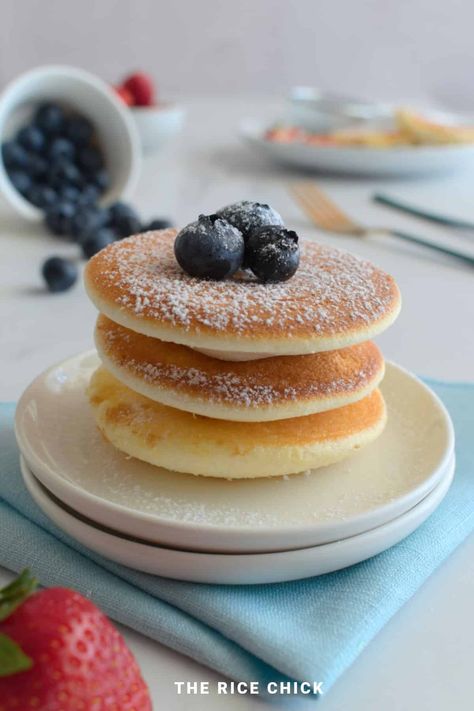 Rice Flour Pancakes - The Rice Chick Rice Flour Breakfast Recipes, Rice Pancakes Recipe, Cded Recipes, Recipes With Rice Flour, White Rice Flour Recipes, Sweet Rice Flour Recipes, Pancake Mix In Rice Cooker, Rice Flour Pancakes Recipe, Coconut Rice Pancakes