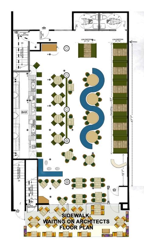 Restaurant Floor Plan & 3d Rendering Designed by Raymond Haldeman Cafe Floor Plan, Cafe Plan, Restaurant Floor Plan, Rooftop Restaurant Design, Cafeteria Design, Resturant Design, Restaurant Layout, Restaurant Plan, Modern Restaurant Design