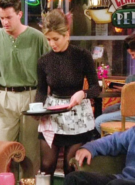 Rachel Green Outfits Coffee Shop, Rachel Green Outfits Waitress, Server Outfits Restaurant, Rachel Green Waitress Outfits, Rachel Green Waitress, 2024 Manifesting, Aniston Hair, Waitress Outfit, Friends Fits