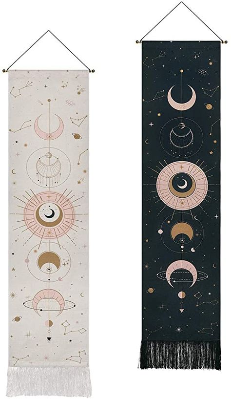 Moon Phase Tapestry, Constellation Tapestry, Yule Gift, Mountain Tapestry, Star Tapestry, Moon Tapestry, Handmade Tapestries, Bohemian Tapestry, Room Black